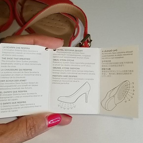 New Scarlet RED GEOX Suede Mid Heel Sandal - Picture 11 of 12